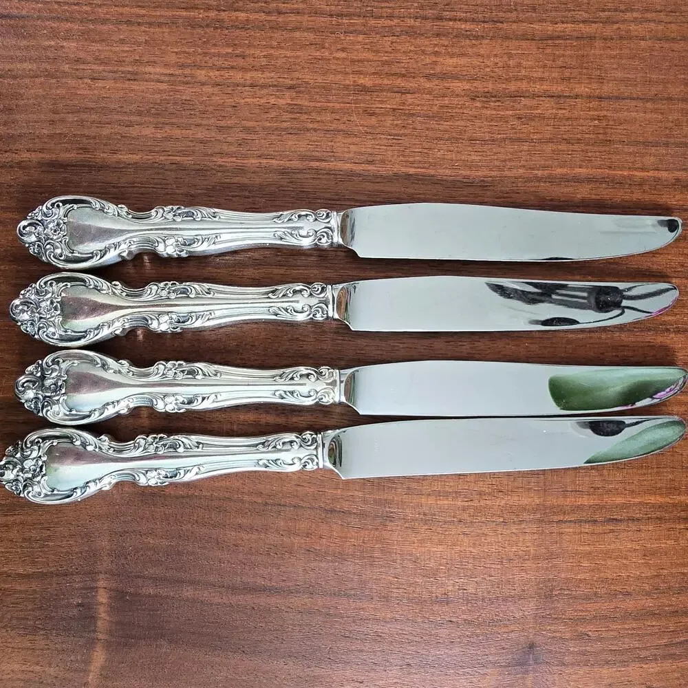 Gorham Melrose Sterling Silver Dinner Knives 4 Hollow Handle Stainless No Mono